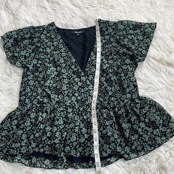 Madewell Georgette Ruffle Sleeve Peplum Top - Picture 3 of 8